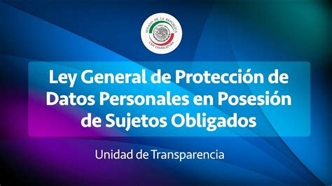 Ley General De Protecci N De Datos Personales En Posesi N De Sujetos