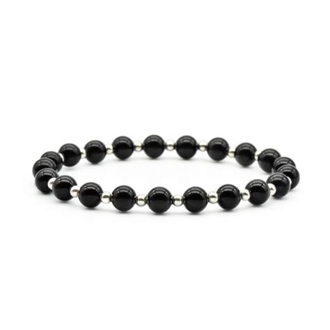 Mens Beaded Bracelet Black Onyx And Sterling Silver Bracelet Ommo London