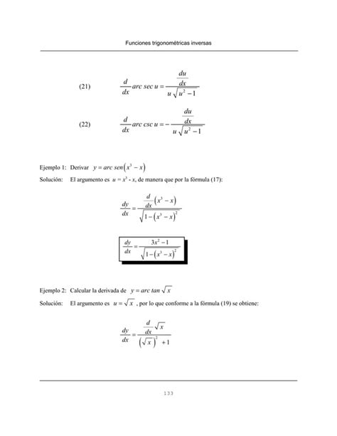 8 Derivada Funciones Trigonometricas Inversas Pdf