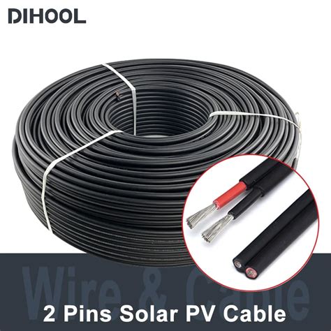 2 Pins Solar Cable 14 12 10 Awg Twin Wire Pv Cable Red And Black Insulation Tinned Copper Wire