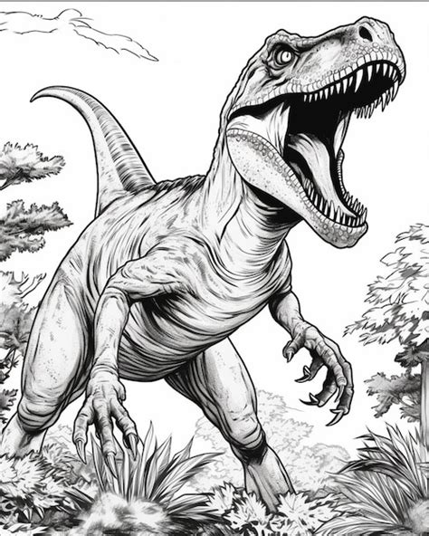 Um Desenho De Um Dinossauro T Rex A Boca Aberta Imagem Premium