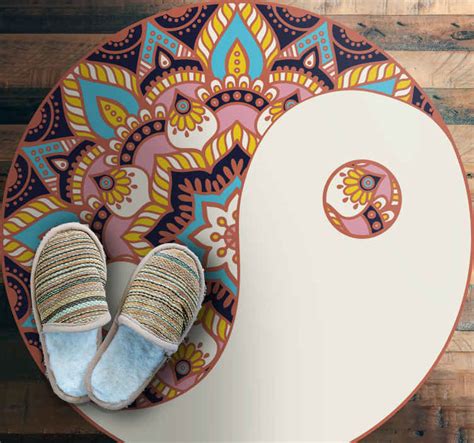 Desen Mandala Mat Ile Renkli Ying Ve Yang TenStickers