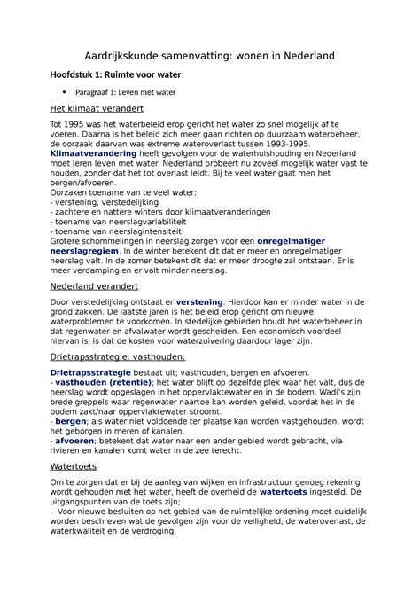 Samenvatting Wonen In Nederland Aardrijkskunde Samenvatting Wonen In