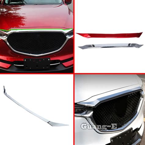 Car Abs Chrome Front Engine Machine Grille Upper Hood Stick Lid Trim Lamp Hoods For Mazda