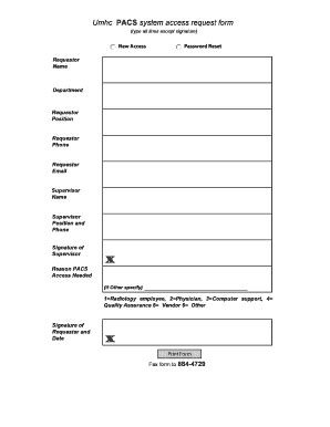 Fillable Online Medicine Missouri Umhc PACS System Access Request Form