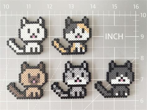 Mini Cats Pixel Perler Beads Art Can Be Fridge Magnet Etsy