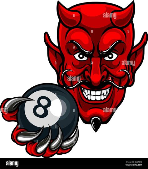 Devil Angry Pool 8 Ball Billiards Mascot Cartoon Stock Vector Image