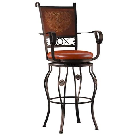 Powell Company Rodriguez Big And Tall Bronze Metal Barstool With Arms Hd1197b19 The Home Depot