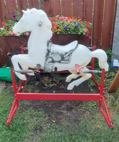 Large Vintage Rocking Horse Plastic Blow Mold Horse Metal - Etsy