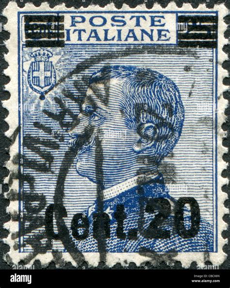 A Stamp Printed In Italy Shows The King Of Italy Victor Emmanuel III