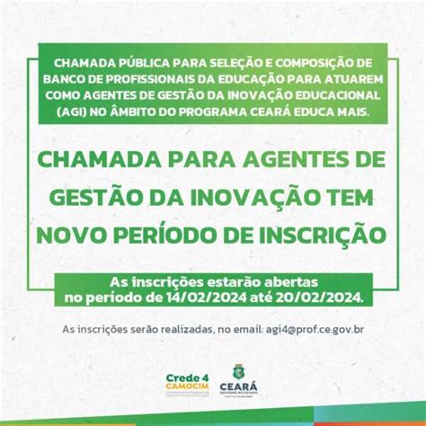 Chamada P Blica Para Agentes De Gest O Da Inova O Coordenadoria