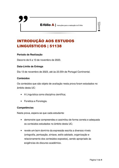 Efólio A Introdução Estudos Linguísticos INTRODUÇÃO AOS ESTUDOS