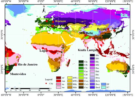geographical location  investigated cities   climate