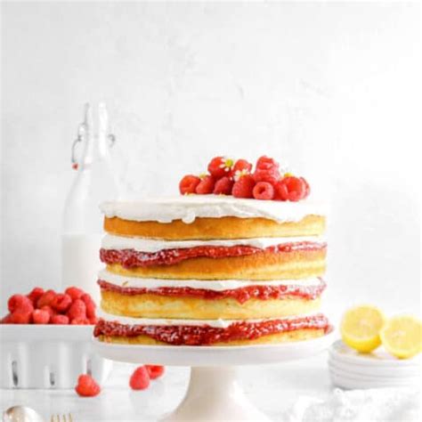 Lemon And Raspberry Jam Naked Layer Cake With Chantilly Cream Bakers Table