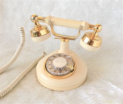 French Style Beige And Gold Rotary Telephone Working Princess Etsy