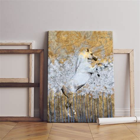 Horse Painting Gold And Grey Wanasah Design Paintings Stickers
