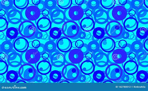 Cobalt Blue Overlapping Circles Pattern Illustrator Stock Vector