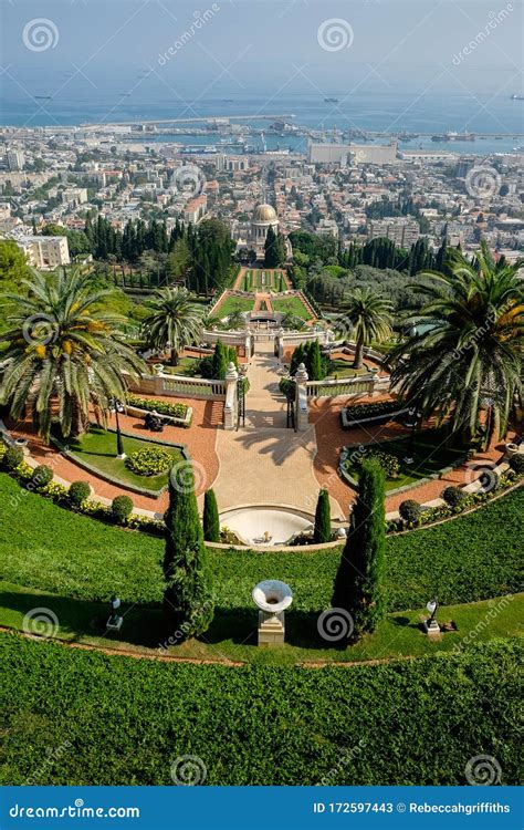 View Over Haifa and the Baha`i Gardens Stock Image - Image of tourism, plants: 172597443