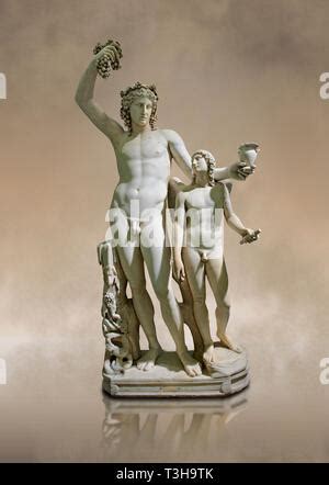 Nd Century Ad Roman Marble Sculpture Of Pan Teaching Daphnis To Play