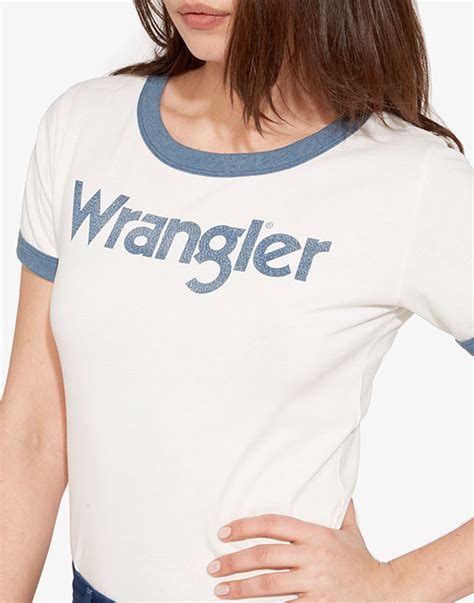 Kabel Wrangler Womens Retro 70s Ringer Tee In Whiteblue