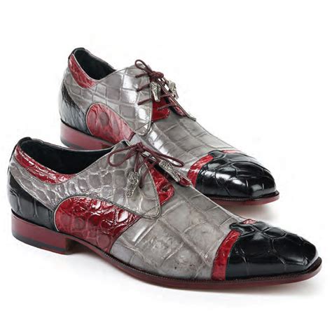 Mauri 4921 Stephen Alligator Dress Shoes Black Grey Red