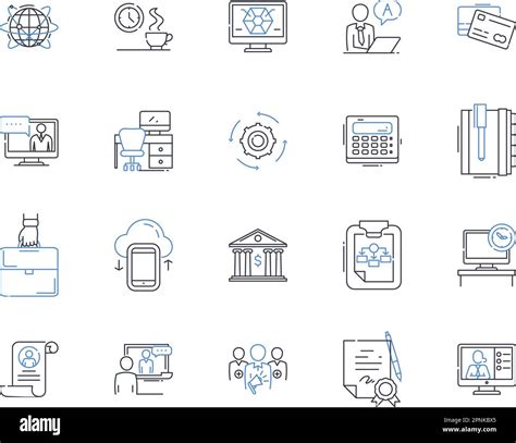 Corporation Mechanism Line Icons Collection Regulation Management