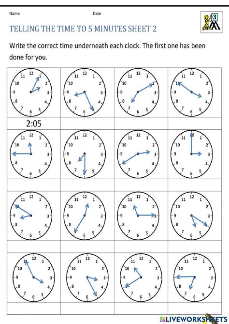 Telling Time Minutes After The Hour Worksheet Live Worksheets