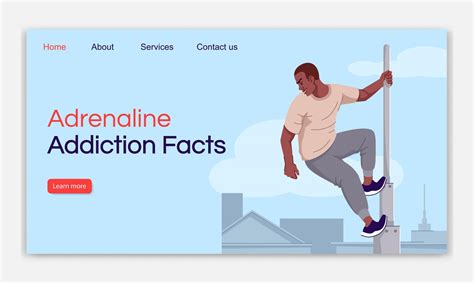 Adrenaline Addiction Facts Landing Page Vector Template Risk Obsession