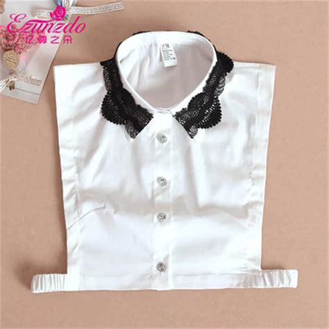 Yizunzhiduo Tie Women Shirts Tie Women Shirts Black White Lace Fashion