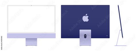 Realistic mockups of the new iMac 24 in purple on an isolated ...