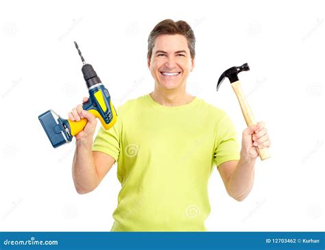 Man With Hammer And Drill Stock Photography Image 12703462