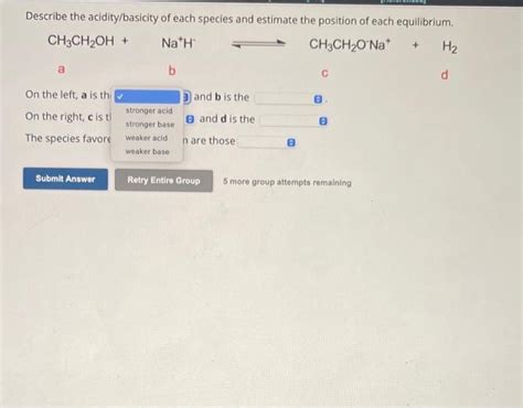 Solved Describe The Acidity Basicity Of Each Species And Chegg