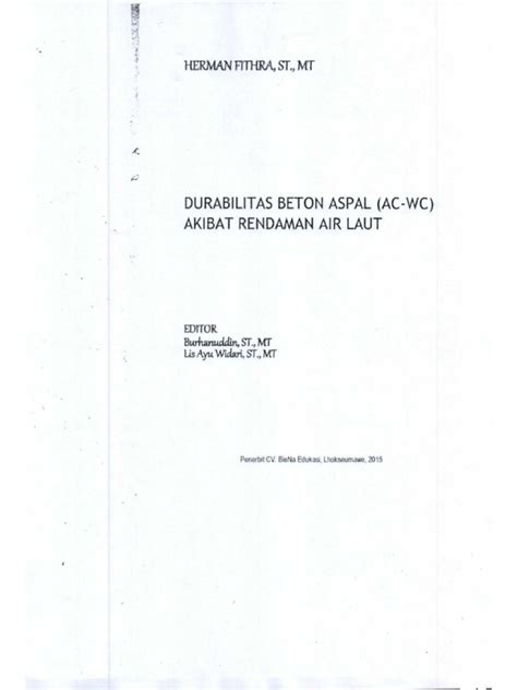 Buku Referensi Durabilitas Beton Aspal Ac Wc Akibat Rendaman Air Laut Pdf