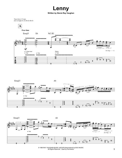 Lenny by Stevie Ray Vaughan - Guitar Tab Play-Along - Guitar Instructor