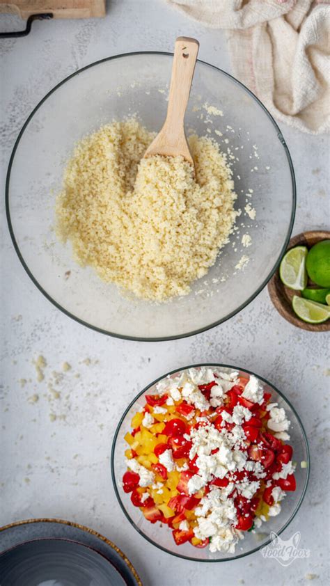 Kalorienarmer Couscous Salat Mit Feta Kichererbsen Gurke