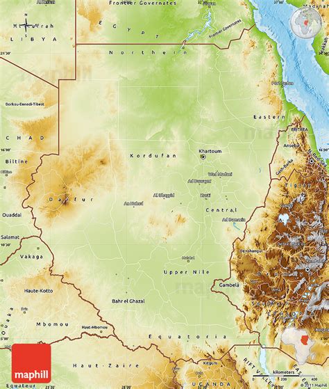 Physical Map of Sudan