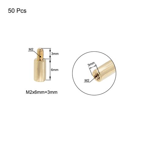 Uxcell M2 Male To Female Hex Brass Spacer Standoff 50pcs Harfington