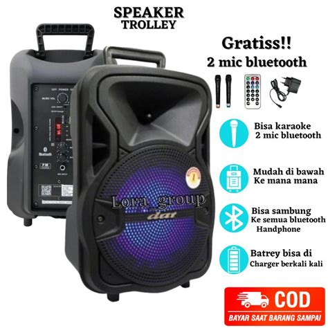 Jual Speaker Bluetooth 8 Inch DAT DT 820QD Portable Radio USB Free 2