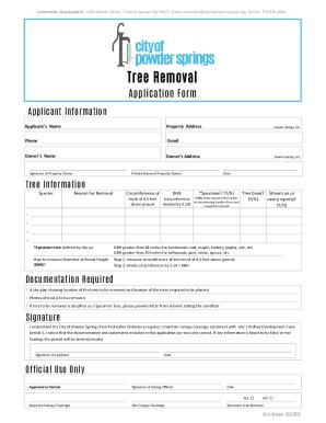 Fillable Online Tree Removal Application Form Fax Email Print Pdffiller