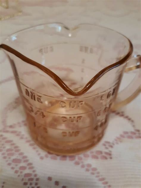 Vintage Pink Depression Glass Kellogg S Measuring Cup W 3 Spouts Antique Price Guide Details