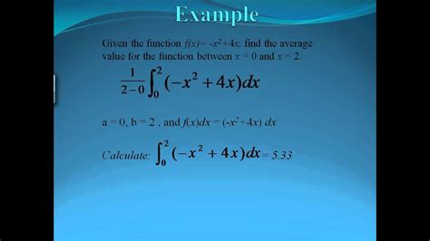 Average Value Using Integrals Youtube