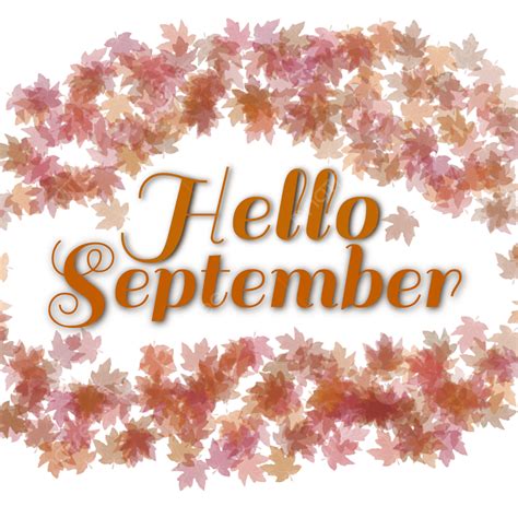 Hello September Lettering And Fallen Leaves Hello September Lettering