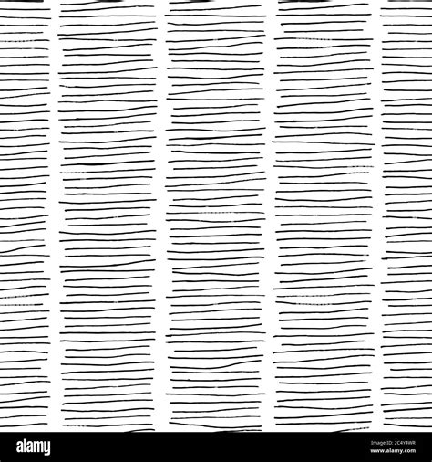 Abstract Black White Lines Seamless Pattern Ink Pen Hatch Strokes Vector Hand Drawn Texture