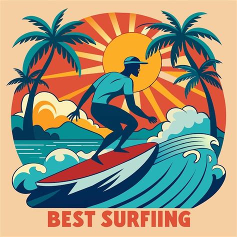 Premium Vector Surfing California Illustration For Tshirt Sticker Design