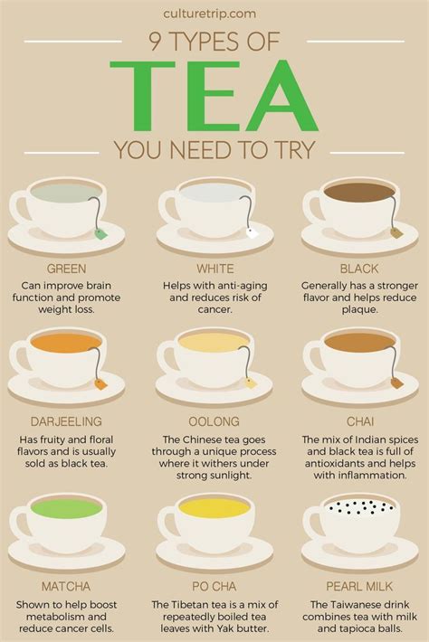 Infographic 9 Types Of Tea And Their Health Benefits Infographics King