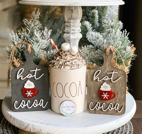 Hot Cocoa Sign Christmas Signs Christmas Decorations Christmas Decor Peppermint Mocha