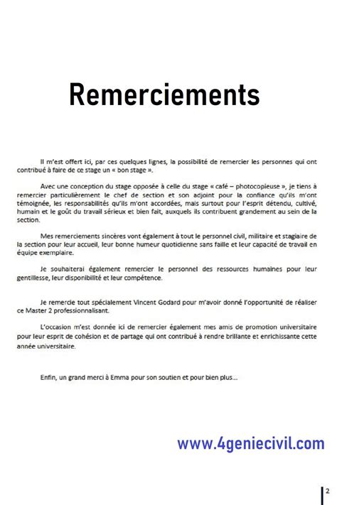 Rapport De Stage Remerciement Exemple Pdf Modele De Remerciement