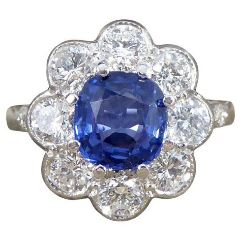 Contemporary Edwardian Style Sapphire And Diamond Cluster Ring In