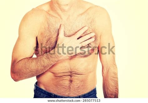 Mature Shirtless Man Chest Pain Stock Photo Shutterstock