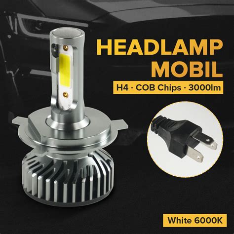 Fx Lampu Depan Mobil High Low Beam Led H Cob Chips Lm V Pcs